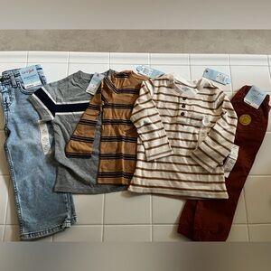 Cat & Jack Gray and Brown Long Sleeve Tees and pants Bundle 5 pieces